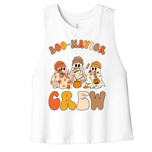 Retro Boohavior Crew Behavior Analyst Halloween Aba Rbt Gift Women's Racerback Cropped Tank