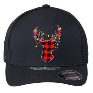 Red Black Christmas Gifts Buffalo Plaid Deer Flexfit Unipanel Trucker Cap