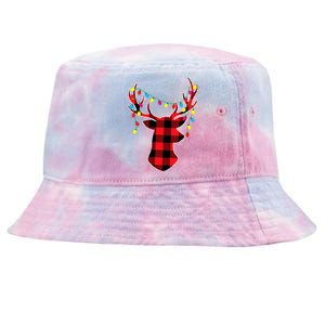 Red Black Christmas Gifts Buffalo Plaid Deer Tie-Dyed Bucket Hat