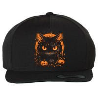 Retro Black Cat Halloween Pumpkin Costume Wool Snapback Cap