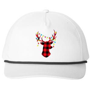 Red Black Christmas Gifts Buffalo Plaid Deer Snapback Five-Panel Rope Hat