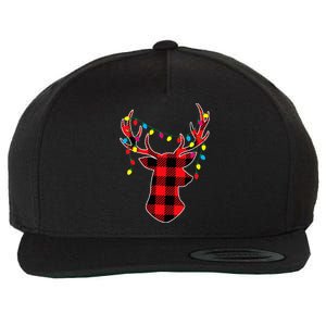 Red Black Christmas Gifts Buffalo Plaid Deer Wool Snapback Cap