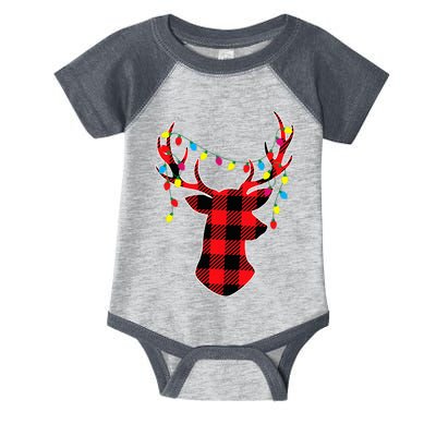 Red Black Christmas Gifts Buffalo Plaid Deer Infant Baby Jersey Bodysuit