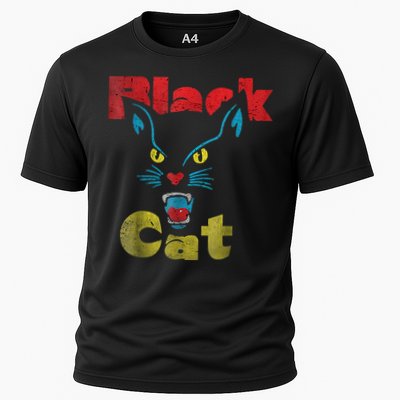 Retro Black Cat Retro Fireworks Vintage Halloween 70s Performance Shirt