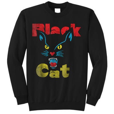 Retro Black Cat Retro Fireworks Vintage Halloween 70s Sweatshirt