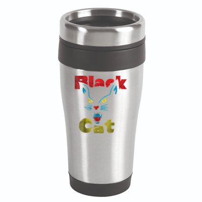 Retro Black Cat Retro Fireworks Vintage Halloween 70s 16oz Travel Tumbler