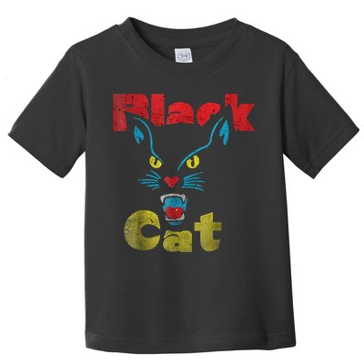 Retro Black Cat Retro Fireworks Vintage Halloween 70s Toddler T-Shirt