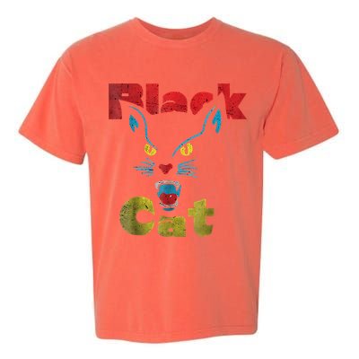 Retro Black Cat Retro Fireworks Vintage Halloween 70s Garment-Dyed Heavyweight T-Shirt