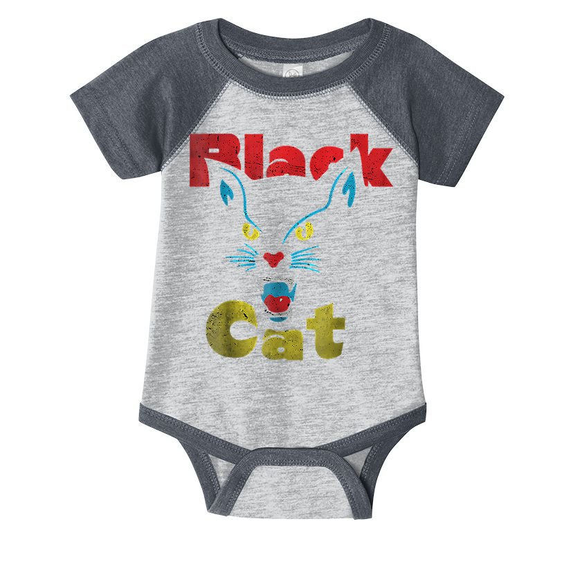 Retro Black Cat Retro Fireworks Vintage Halloween 70s Infant Baby Jersey Bodysuit