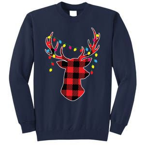 Red Black Christmas Gifts Buffalo Plaid Deer Women Men Tall Sweatshirt