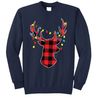 Red Black Christmas Gifts Buffalo Plaid Deer Women Men Tall Sweatshirt