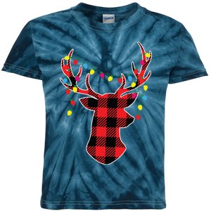 Red Black Christmas Gifts Buffalo Plaid Deer Women Men Kids Tie-Dye T-Shirt