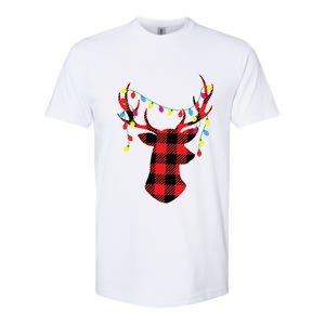 Red Black Christmas Gifts Buffalo Plaid Deer Women Men Softstyle CVC T-Shirt