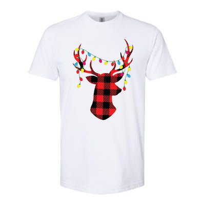 Red Black Christmas Gifts Buffalo Plaid Deer Women Men Softstyle CVC T-Shirt