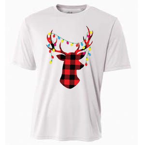 Red Black Christmas Gifts Buffalo Plaid Deer Women Men Cooling Performance Crew T-Shirt