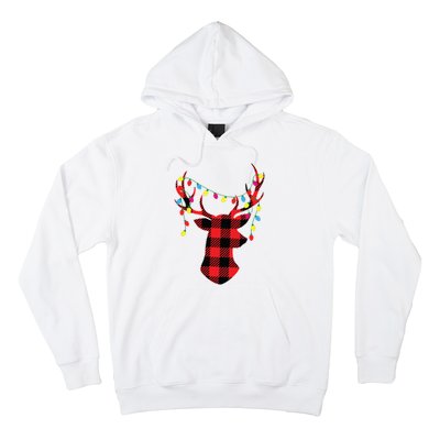 Red Black Christmas Gifts Buffalo Plaid Deer Women Men Hoodie