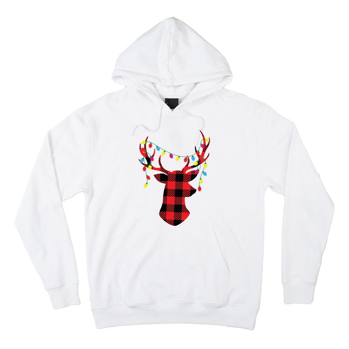 Red Black Christmas Gifts Buffalo Plaid Deer Women Men Hoodie