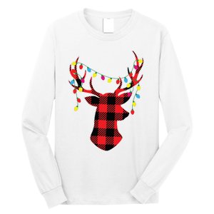 Red Black Christmas Gifts Buffalo Plaid Deer Women Men Long Sleeve Shirt