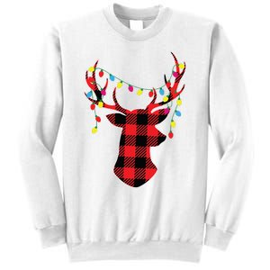 Red Black Christmas Gifts Buffalo Plaid Deer Women Men Sweatshirt