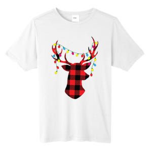 Red Black Christmas Gifts Buffalo Plaid Deer Women Men Tall Fusion ChromaSoft Performance T-Shirt