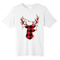 Red Black Christmas Gifts Buffalo Plaid Deer Women Men Tall Fusion ChromaSoft Performance T-Shirt