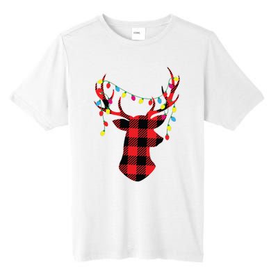 Red Black Christmas Gifts Buffalo Plaid Deer Women Men Tall Fusion ChromaSoft Performance T-Shirt