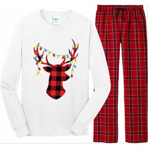 Red Black Christmas Gifts Buffalo Plaid Deer Women Men Long Sleeve Pajama Set