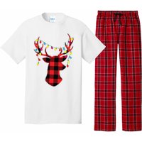 Red Black Christmas Gifts Buffalo Plaid Deer Women Men Pajama Set