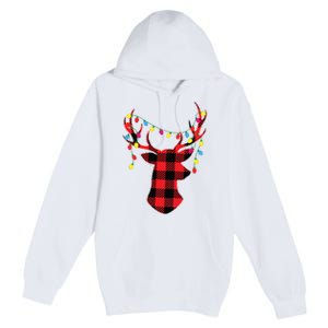 Red Black Christmas Gifts Buffalo Plaid Deer Women Men Premium Pullover Hoodie