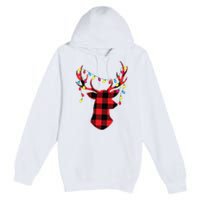 Red Black Christmas Gifts Buffalo Plaid Deer Women Men Premium Pullover Hoodie