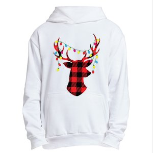 Red Black Christmas Gifts Buffalo Plaid Deer Women Men Urban Pullover Hoodie