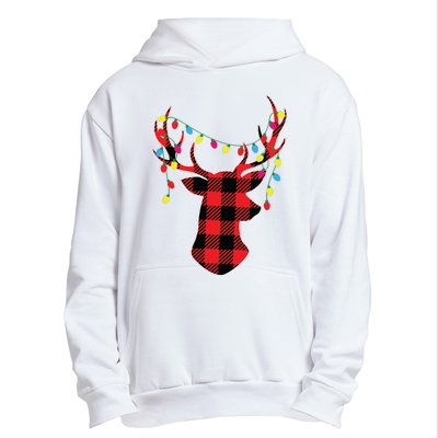 Red Black Christmas Gifts Buffalo Plaid Deer Women Men Urban Pullover Hoodie