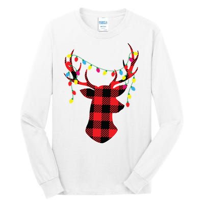 Red Black Christmas Gifts Buffalo Plaid Deer Women Men Tall Long Sleeve T-Shirt