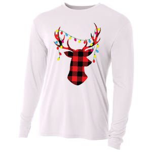 Red Black Christmas Gifts Buffalo Plaid Deer Women Men Cooling Performance Long Sleeve Crew