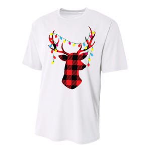 Red Black Christmas Gifts Buffalo Plaid Deer Women Men Performance Sprint T-Shirt