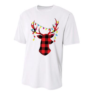 Red Black Christmas Gifts Buffalo Plaid Deer Women Men Performance Sprint T-Shirt