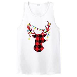 Red Black Christmas Gifts Buffalo Plaid Deer Women Men PosiCharge Competitor Tank