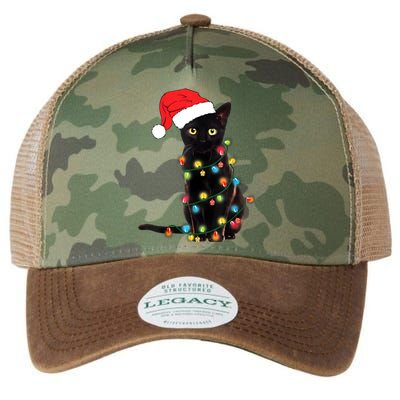 Retro Black Cat Christmas Light Funny Cat Legacy Tie Dye Trucker Hat