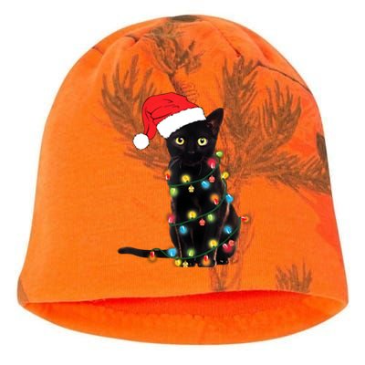 Retro Black Cat Christmas Light Funny Cat Kati - Camo Knit Beanie