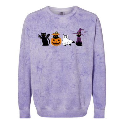 Retro Black Cat Halloween Pumpkin Costume Colorblast Crewneck Sweatshirt