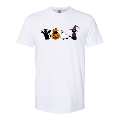 Retro Black Cat Halloween Pumpkin Costume Softstyle CVC T-Shirt