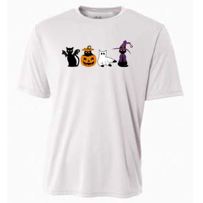 Retro Black Cat Halloween Pumpkin Costume Cooling Performance Crew T-Shirt