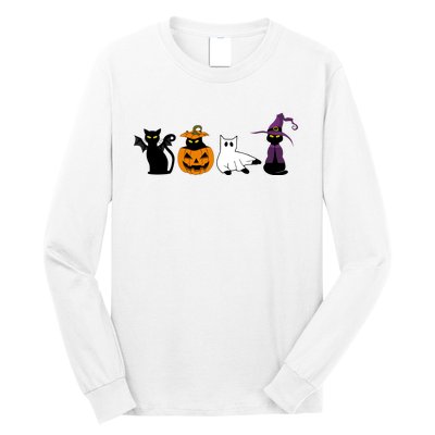 Retro Black Cat Halloween Pumpkin Costume Long Sleeve Shirt