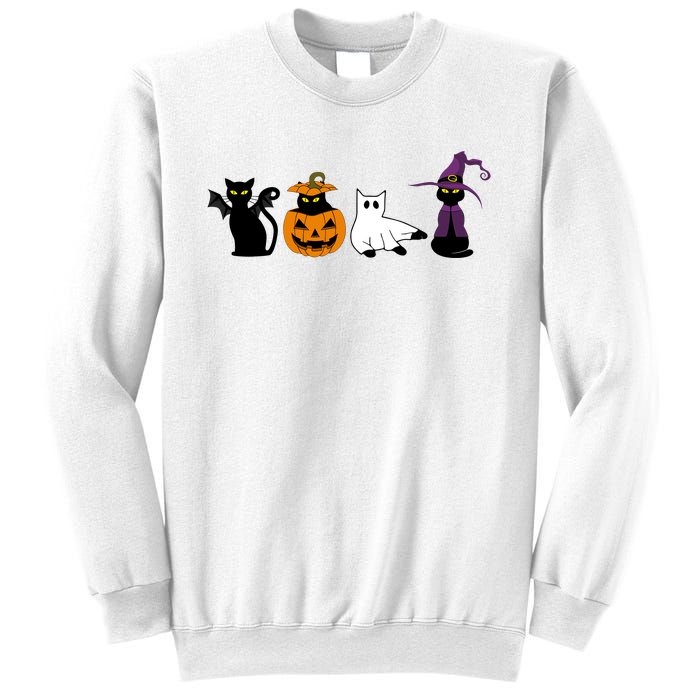 Retro Black Cat Halloween Pumpkin Costume Sweatshirt