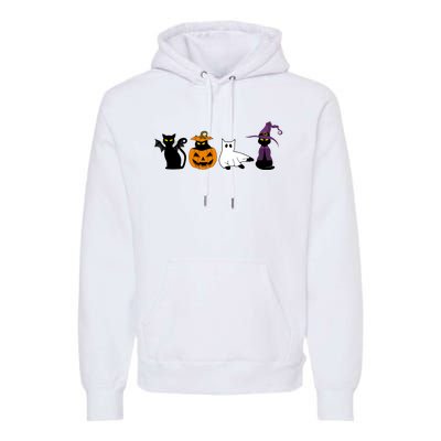 Retro Black Cat Halloween Pumpkin Costume Premium Hoodie