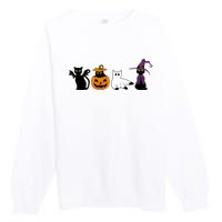 Retro Black Cat Halloween Pumpkin Costume Premium Crewneck Sweatshirt