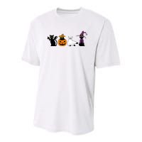 Retro Black Cat Halloween Pumpkin Costume Youth Performance Sprint T-Shirt