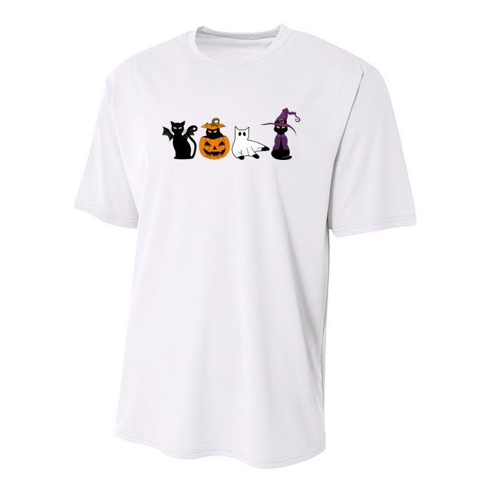 Retro Black Cat Halloween Pumpkin Costume Youth Performance Sprint T-Shirt