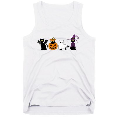 Retro Black Cat Halloween Pumpkin Costume Tank Top