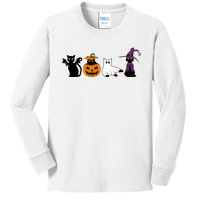 Retro Black Cat Halloween Pumpkin Costume Kids Long Sleeve Shirt